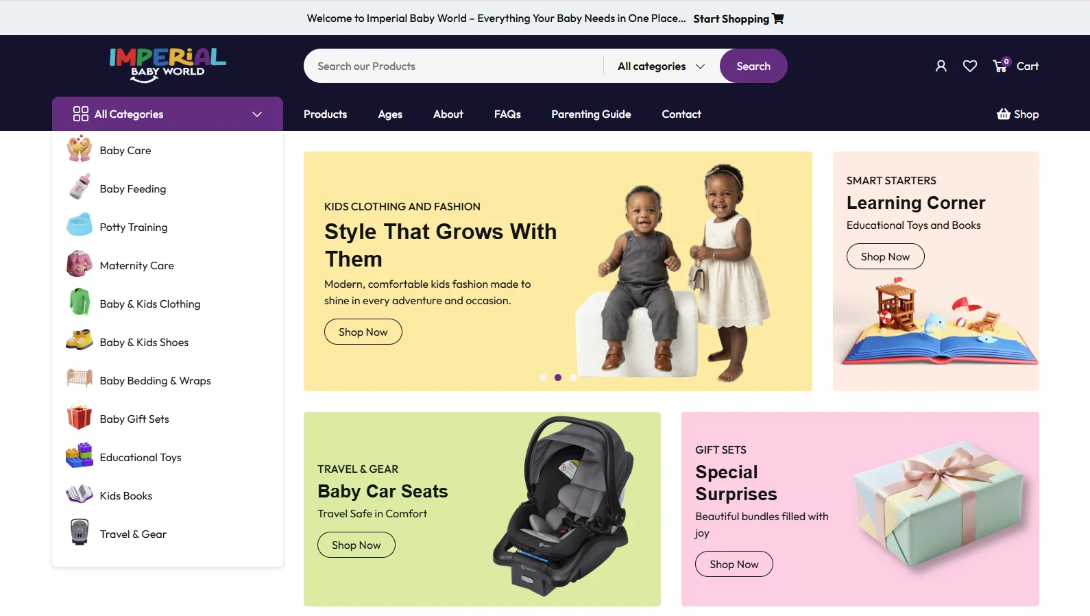 Imperial Baby World website screenshot